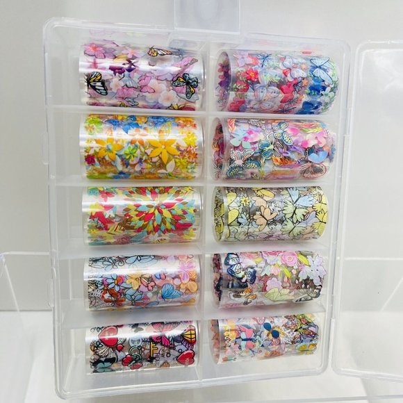 10 Rolls Nail Transfers Deco Art For Nails in Case Brand New - Picture 3 of 9